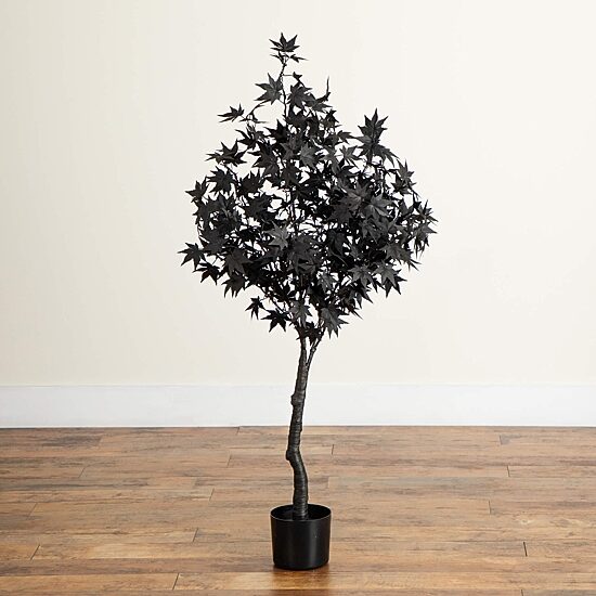 Nearly Natural 4ft Pre-Lit Black Maple Lighted Indoor Artificial Tree