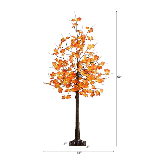 Nearly Natural 5ft Pre-Lit Autumn Maple Lighted Indoor Artificial Tree