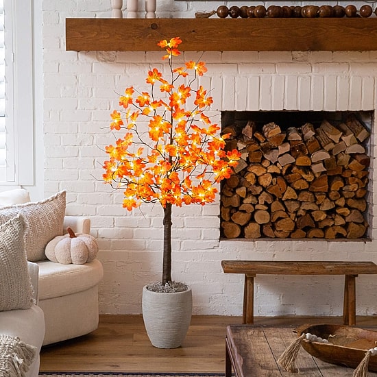 Nearly Natural 5ft Pre-Lit Autumn Maple Lighted Indoor Artificial Tree