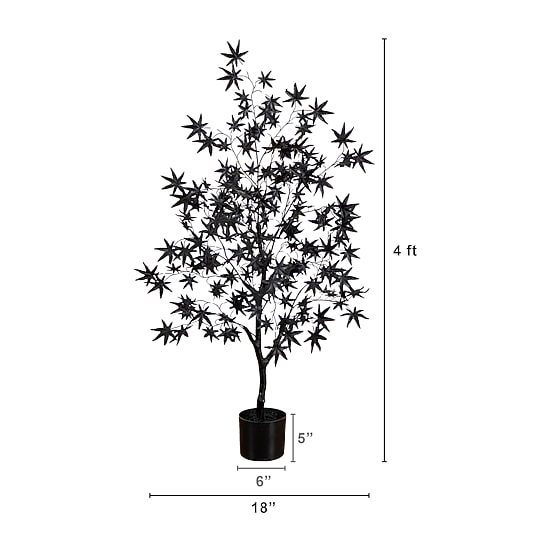 Nearly Natural 4ft Halloween Black Maple Indoor Artificial Tree
