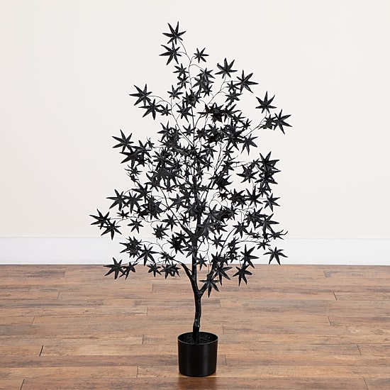 Nearly Natural 4ft Halloween Black Maple Indoor Artificial Tree