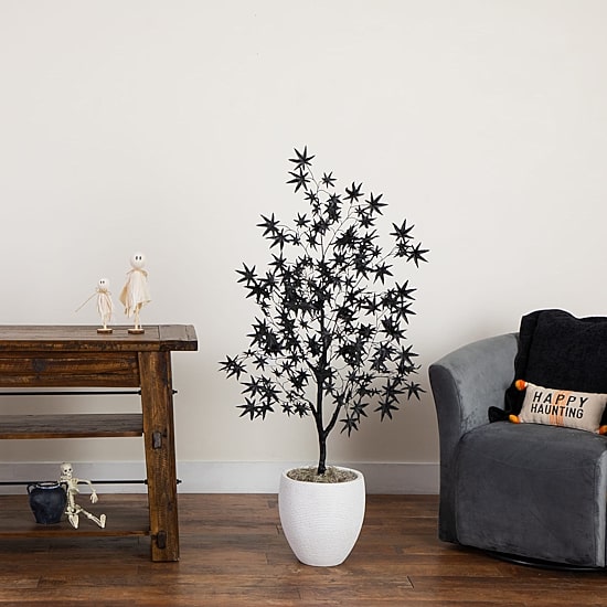 Nearly Natural 4ft Halloween Black Maple Indoor Artificial Tree