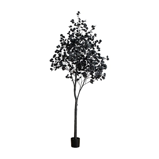 Nearly Natural 9ft Pre-Lit Black Eucalyptus Lighted Indoor Artificial Tree