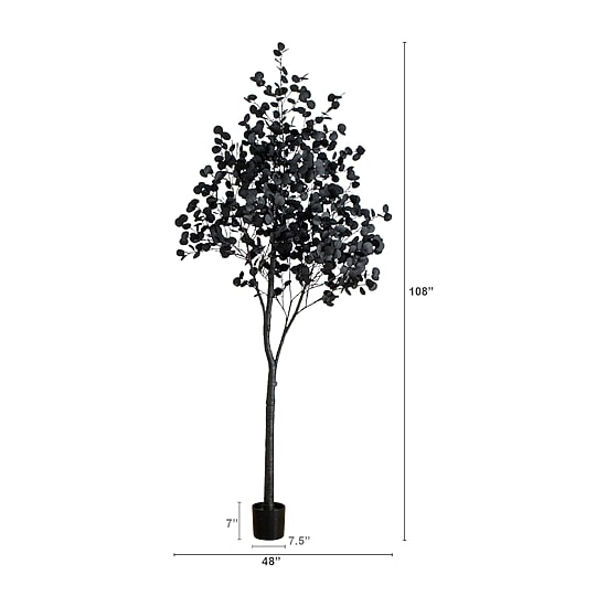 Nearly Natural 9ft Pre-Lit Black Eucalyptus Lighted Indoor Artificial Tree