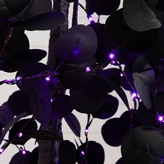 Nearly Natural 9ft Pre-Lit Black Eucalyptus Lighted Indoor Artificial Tree