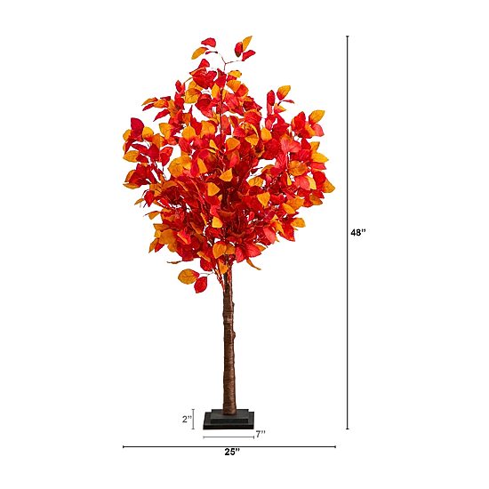 Nearly Natural 4ft Pre-Lit Autumn Lighted Indoor Artificial Tree