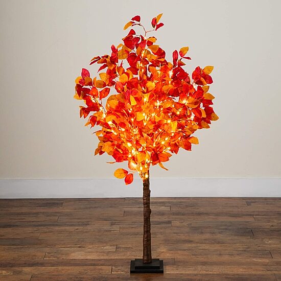 Nearly Natural 4ft Pre-Lit Autumn Lighted Indoor Artificial Tree