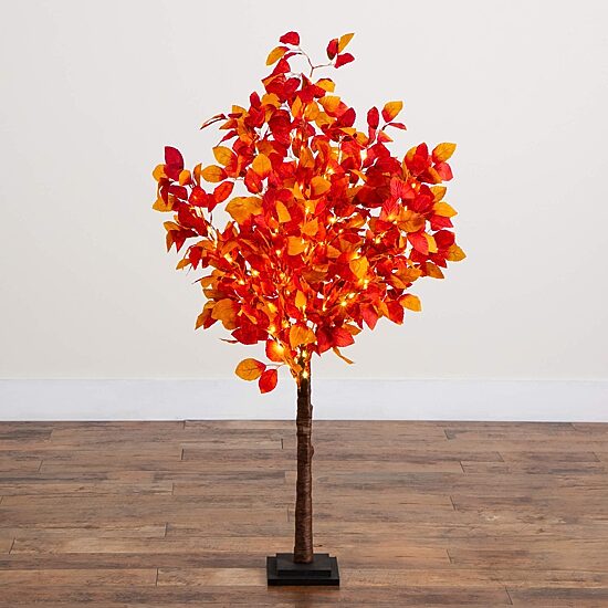 Nearly Natural 4ft Pre-Lit Autumn Lighted Indoor Artificial Tree