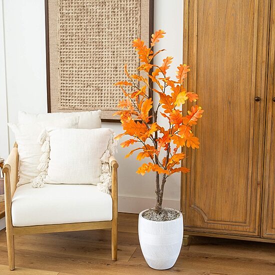 Nearly Natural 4ft Autumn Oak Indoor Artificial Tree