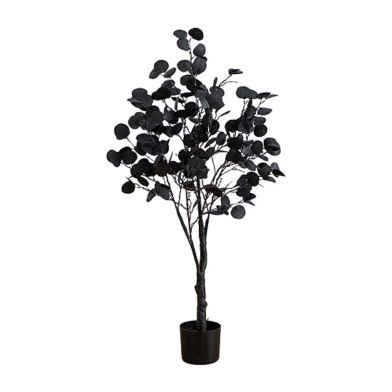 Nearly Natural 4ft Pre-Lit Black Eucalyptus Lighted Indoor Artificial Tree