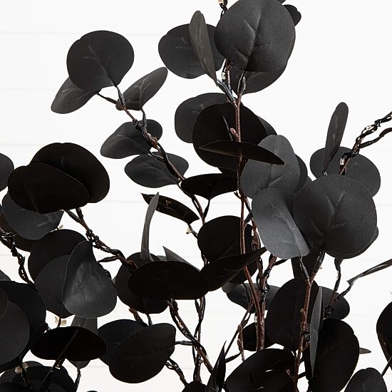 Nearly Natural 4ft Pre-Lit Black Eucalyptus Lighted Indoor Artificial Tree