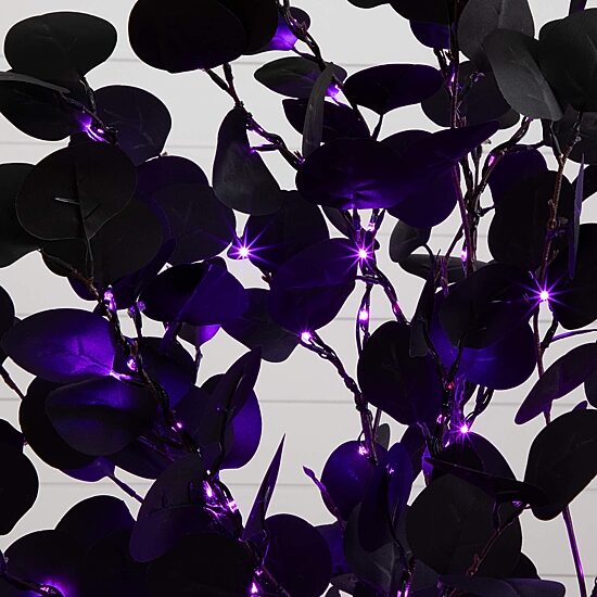 Nearly Natural 4ft Pre-Lit Black Eucalyptus Lighted Indoor Artificial Tree