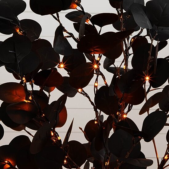 Nearly Natural 4ft Pre-Lit Black Eucalyptus Lighted Indoor Artificial Tree