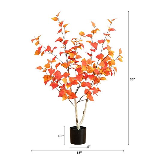 Nearly Natural 3ft Birch Fall Indoor Artificial Tree