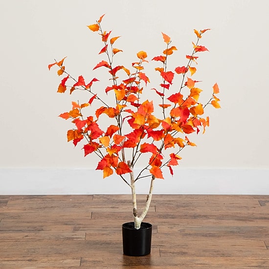 Nearly Natural 3ft Birch Fall Indoor Artificial Tree
