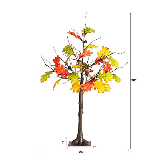 Nearly Natural 3ft Autumn Maple Fall Lighted Indoor 3-pc. Artificial Tree