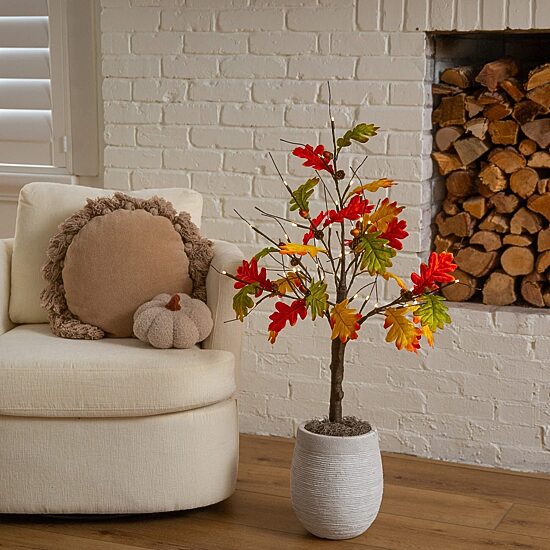 Nearly Natural 3ft Autumn Maple Fall Lighted Indoor 3-pc. Artificial Tree