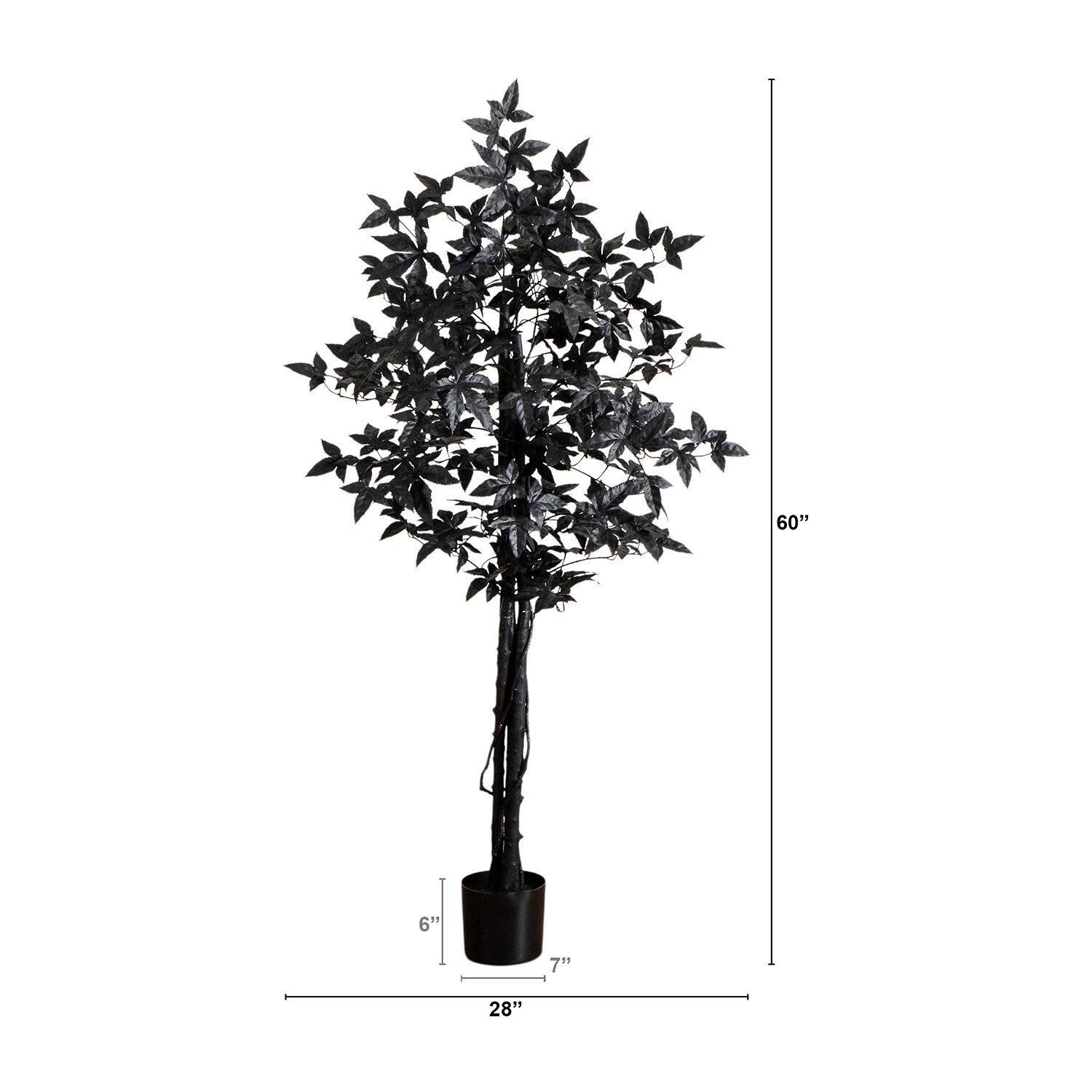 Nearly Natural 5ft Halloween Black Maple Indoor Artificial Tree