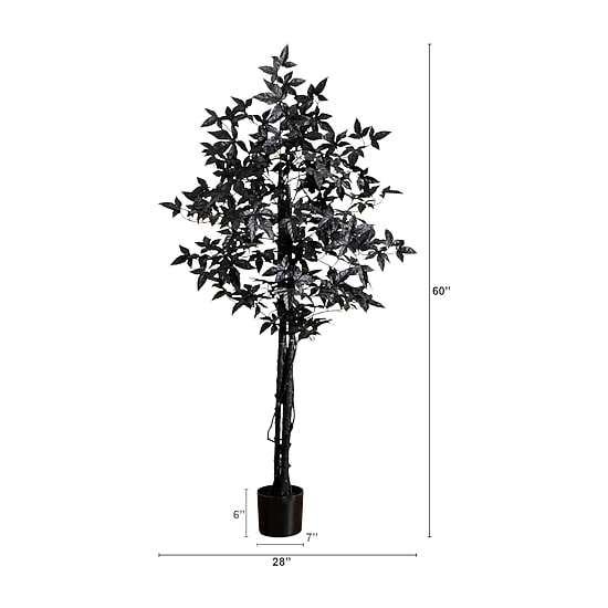 Nearly Natural 5ft Halloween Black Maple Indoor Artificial Tree