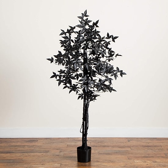 Nearly Natural 5ft Halloween Black Maple Indoor Artificial Tree
