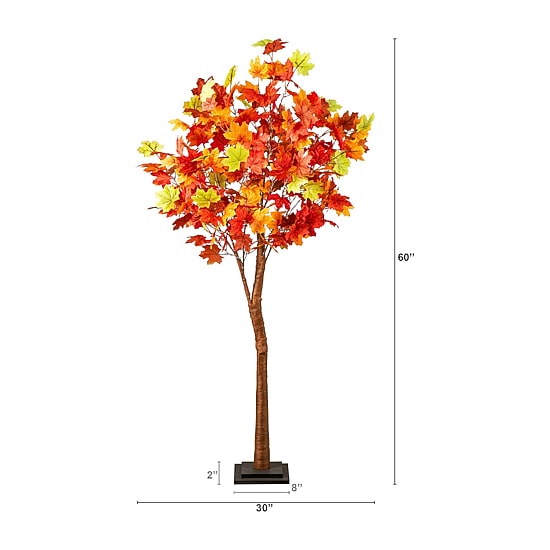 Nearly Natural 5ft Autumn Maple Fall Lighted Indoor Artificial Tree