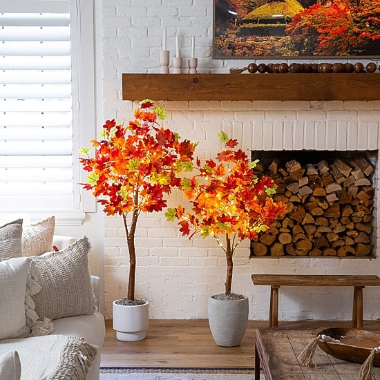 Nearly Natural 5ft Autumn Maple Fall Lighted Indoor Artificial Tree