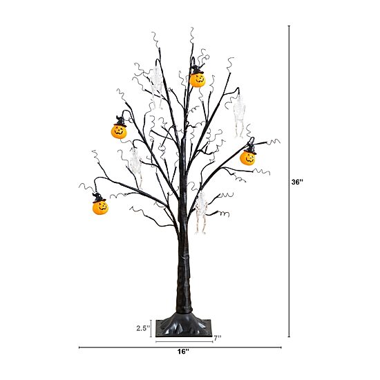 Nearly Natural 3ft Pre-Lit Halloween Pumpkins Lighted Indoor Artificial Tree