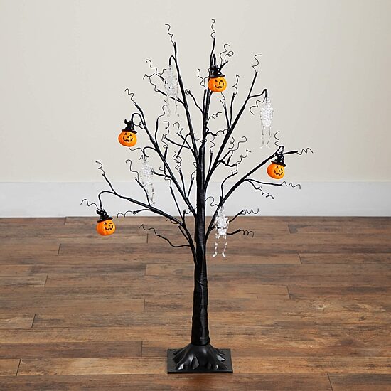 Nearly Natural 3ft Pre-Lit Halloween Pumpkins Lighted Indoor Artificial Tree