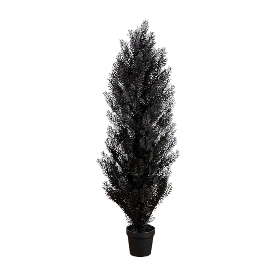 Nearly Natural Halloween Black Cedar Indoor Outdoor Artificial Tree