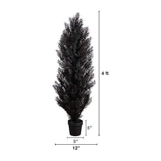 Nearly Natural Halloween Black Cedar Indoor Outdoor Artificial Tree