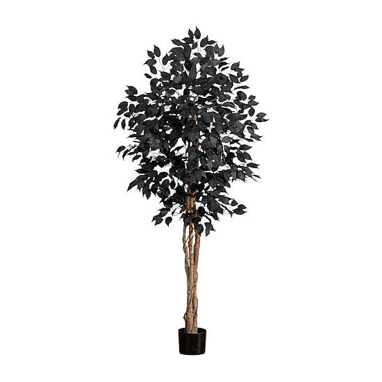 Nearly Natural 5ft Halloween Black Ficus Indoor Artificial Tree
