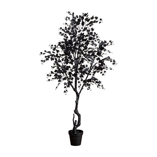 Nearly Natural 7ft Halloween Black Maple Indoor Artificial Tree