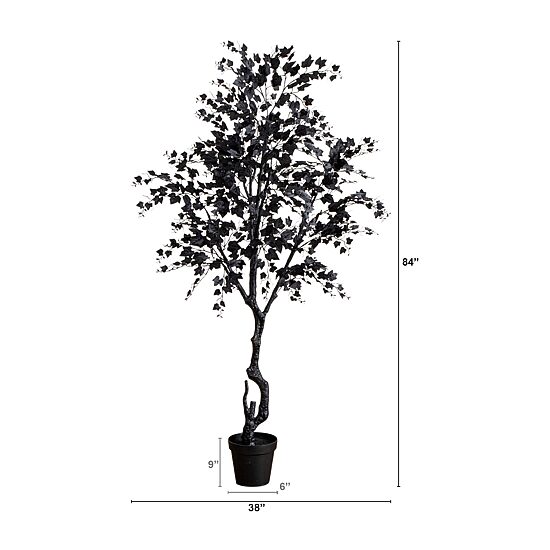 Nearly Natural 7ft Halloween Black Maple Indoor Artificial Tree