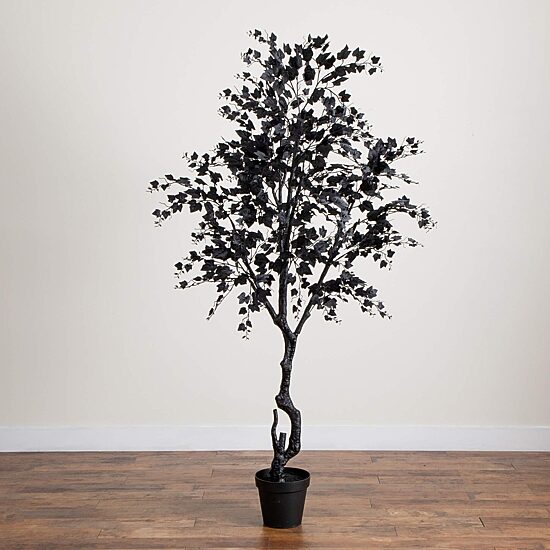 Nearly Natural 7ft Halloween Black Maple Indoor Artificial Tree