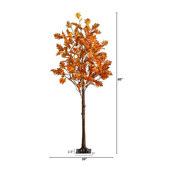 Nearly Natural 5ft Pre-Lit Autumn Maple Lighted Indoor Artificial Tree