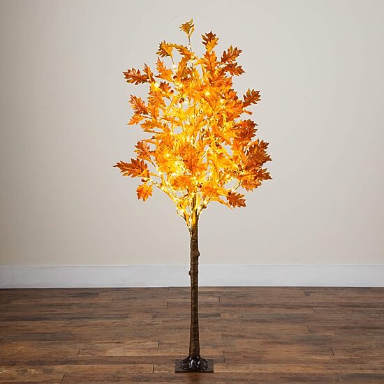 Nearly Natural 5ft Pre-Lit Autumn Maple Lighted Indoor Artificial Tree