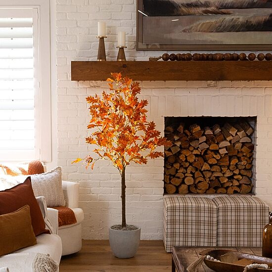 Nearly Natural 5ft Pre-Lit Autumn Maple Lighted Indoor Artificial Tree
