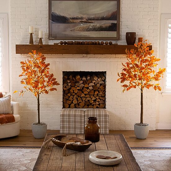 Nearly Natural 5ft Pre-Lit Autumn Maple Lighted Indoor Artificial Tree