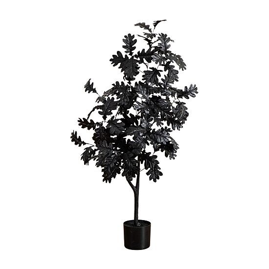 Nearly Natural 4ft Halloween Black Oak Indoor Artificial Tree