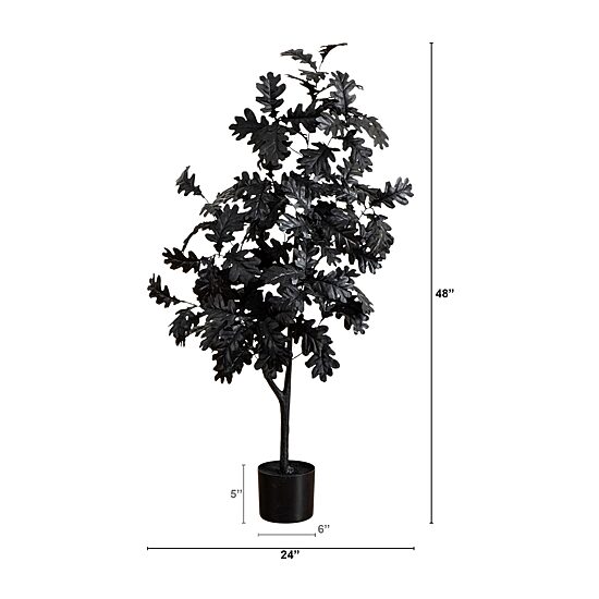 Nearly Natural 4ft Halloween Black Oak Indoor Artificial Tree