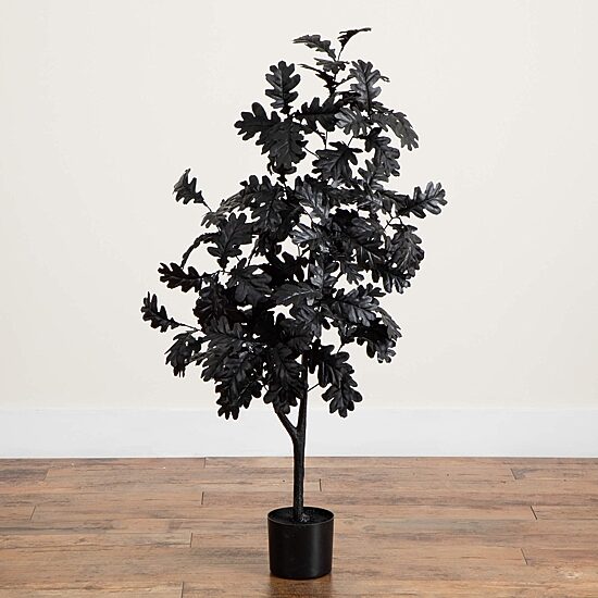 Nearly Natural 4ft Halloween Black Oak Indoor Artificial Tree