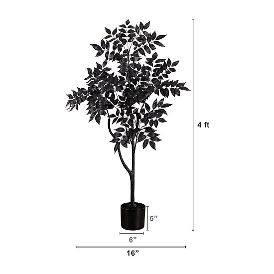 Nearly Natural 4ft Halloween Black Sumac Indoor Artificial Tree