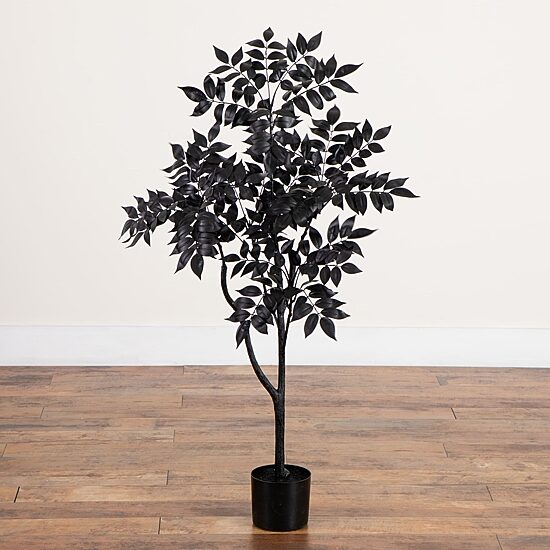 Nearly Natural 4ft Halloween Black Sumac Indoor Artificial Tree