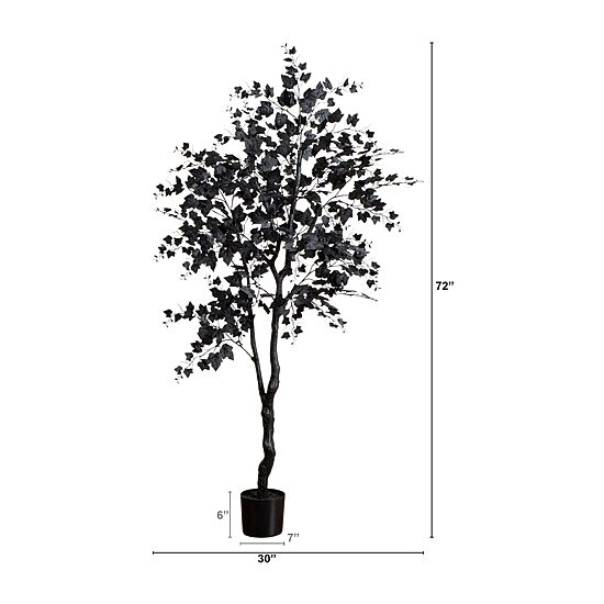 Nearly Natural 6ft Halloween Black Maple Indoor Artificial Tree