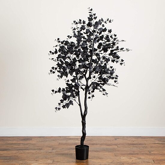 Nearly Natural 6ft Halloween Black Maple Indoor Artificial Tree