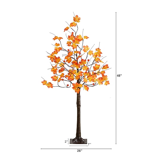 Nearly Natural 4ft Pre-Lit Autumn Maple Lighted Indoor Artificial Tree
