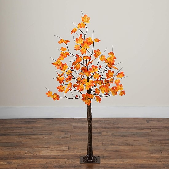 Nearly Natural 4ft Pre-Lit Autumn Maple Lighted Indoor Artificial Tree