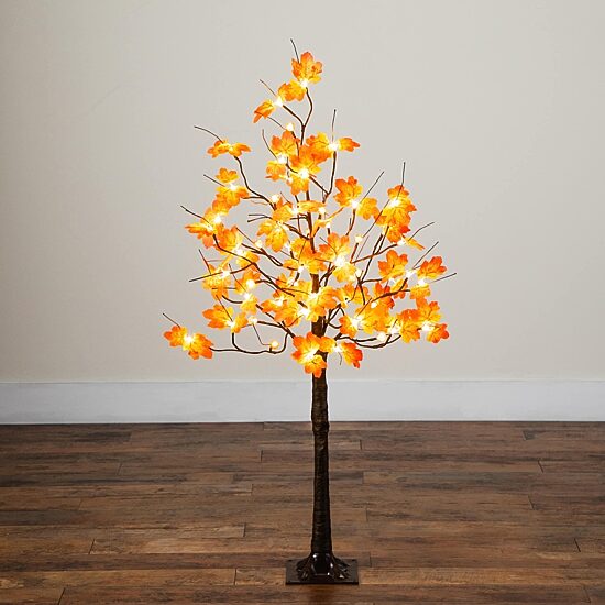 Nearly Natural 4ft Pre-Lit Autumn Maple Lighted Indoor Artificial Tree