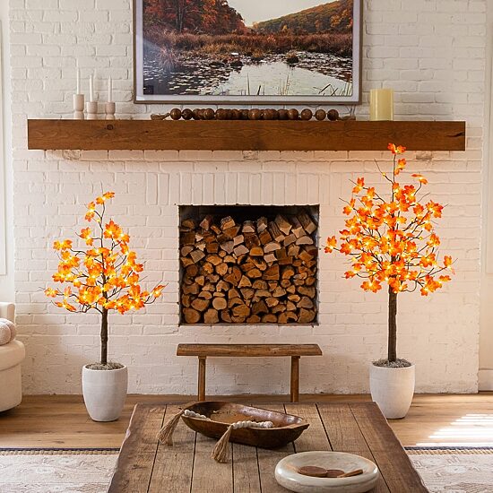 Nearly Natural 4ft Pre-Lit Autumn Maple Lighted Indoor Artificial Tree