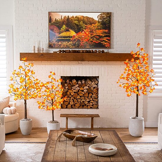 Nearly Natural 4ft Pre-Lit Autumn Maple Lighted Indoor Artificial Tree